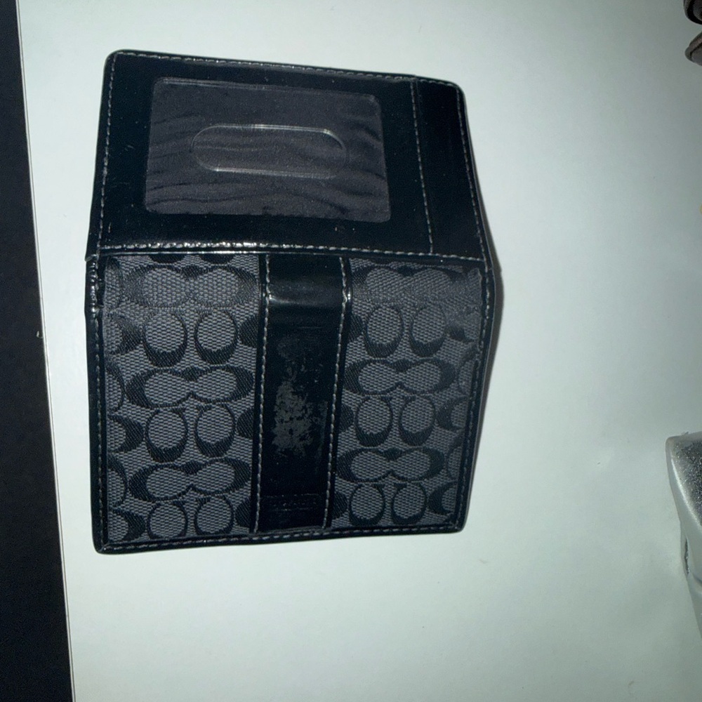 Coach Black and Gray Signature Card Holder